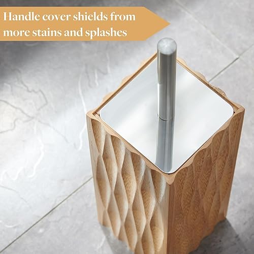 Vista 14 de GOBAM Bamboo Toilet Bowl Cleaner with Holder for All Toilet Types - Hidden Stainless Steel Toilet Brush - Bathroom Cleaning Brushes - Toilet Natural