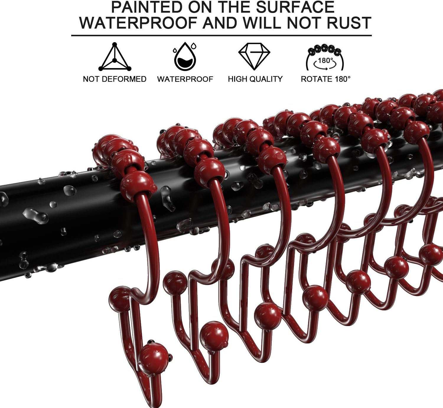 Teskyer Shower Curtain Hooks Rings, Rustproof Metal Double Glide Shower Curtain Rings for Bathroom Shower Rods Curtains, 12 Set : Home & Kitchen