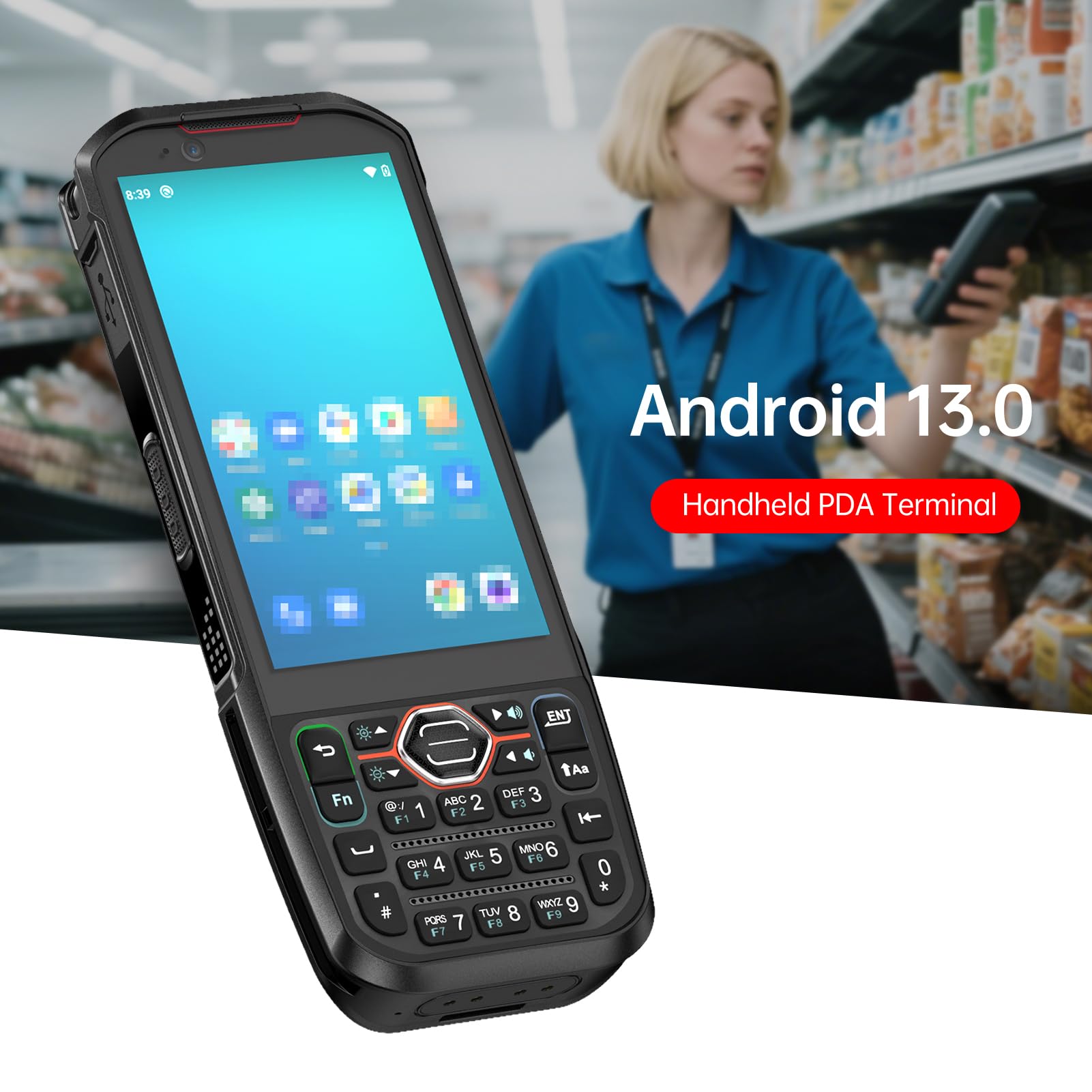 Terminal PDA Portátil con Opciones de Conectividad Avanzadas para Transmisión Inalámbrica Estable y Logística de Inventario Minorista (Enchufe Europeo de 100-240 V.)