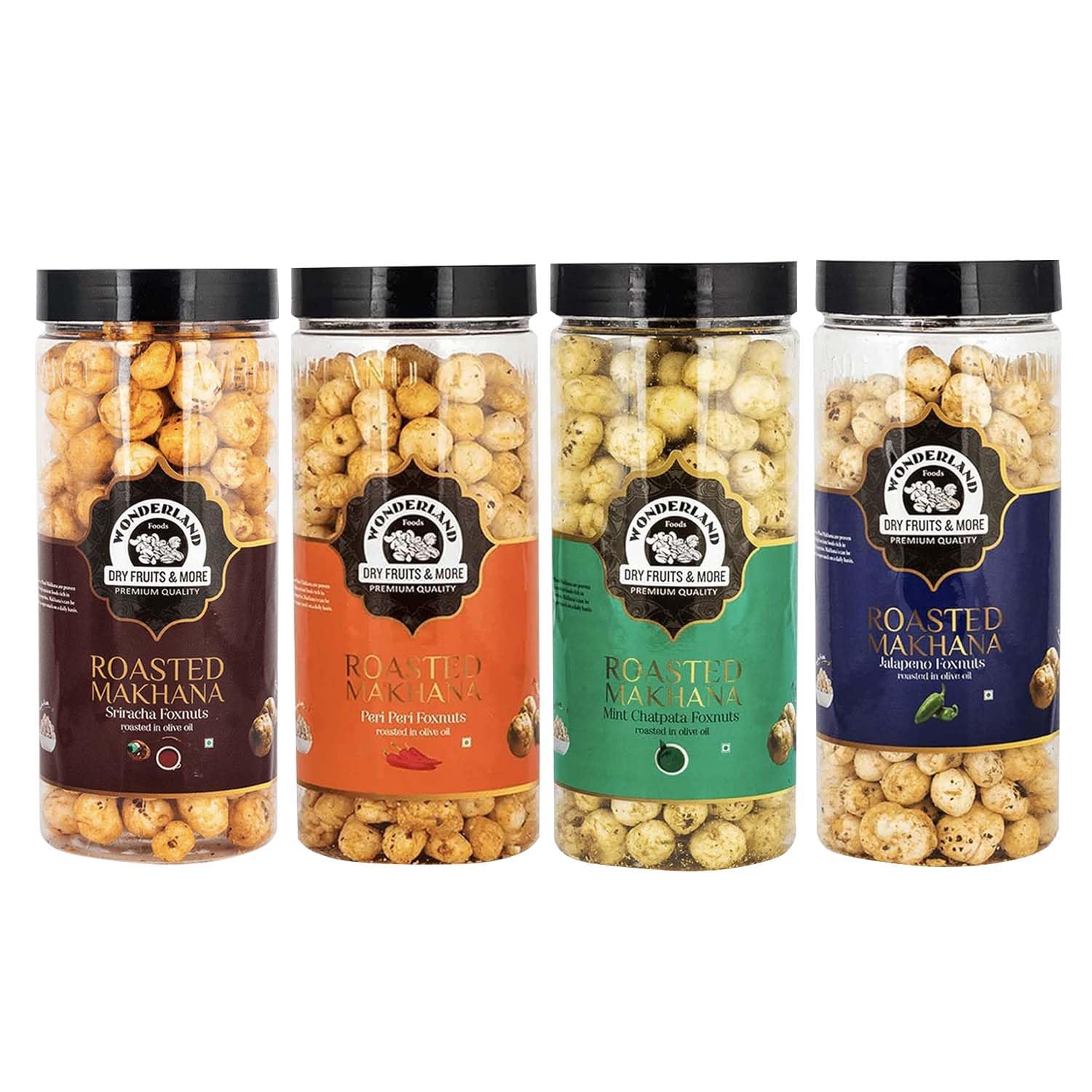 WONDERLAND FOODS Roasted & Flavoured Makhana (Foxnut) I Peri Peri, Mint Chatpata, Sriracha & Jalapeno 100g X 4 I Foxnut 400g Jar Combo Pack (B07NQHW3KM) Amazon Price History, Amazon Price Tracker