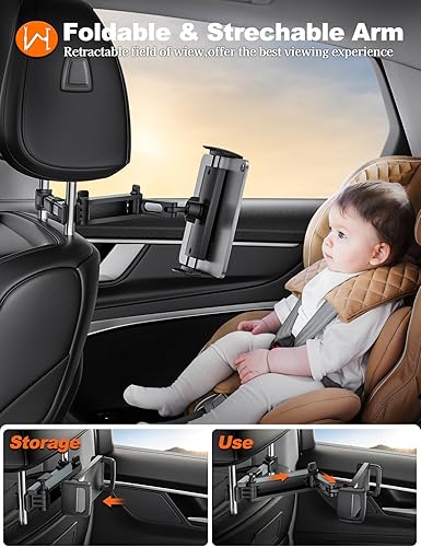Miniatura 9 de Tryone Soporte para tablet para reposacabezas de automóvil, soporte elástico para tabletas para asiento trasero para niños, soportes de asiento de