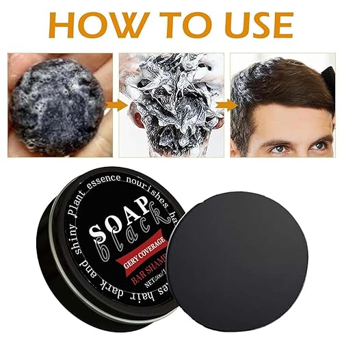 Miniatura 6 de Jabón negro para cobertura de cabello gris, barra de champú para el cabello negro para oscurecer el cabello y más fuerte, barra inversa de cabello