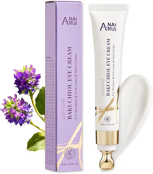 ANAI RUI Caffeine Bakuchiol Firming Eye Cream, Retinol & Peptide Eye Cream for Dark Circles, Puffiness, Wrinkles, Bakuchiol Alternative Retinol Eye Moisturizer for Under-Eye Skin Repair 0.5
