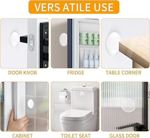 Miniatura 5 de CAGSIG Topes de puerta protectores de pared, protectores de puerta transparentes reutilizables con autoadhesivo, protector de pared para pomo de