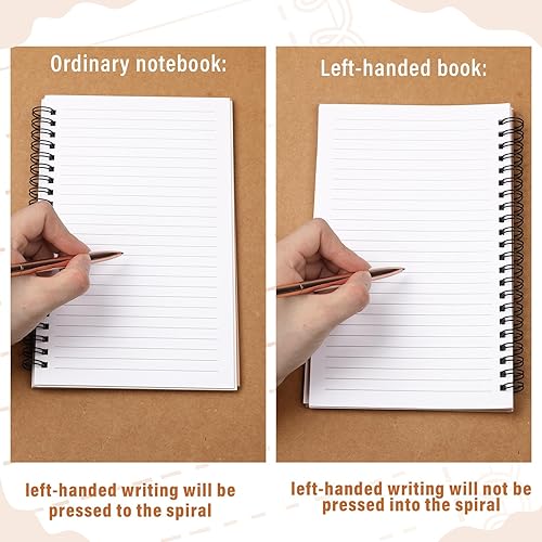 Miniatura 5 de Patelai Paquete de 10 cuadernos pequeños para zurdos encuadernados en espiral para zurdos de 8 x 5 pulgadas, 50 hojas con rayas universitarias,