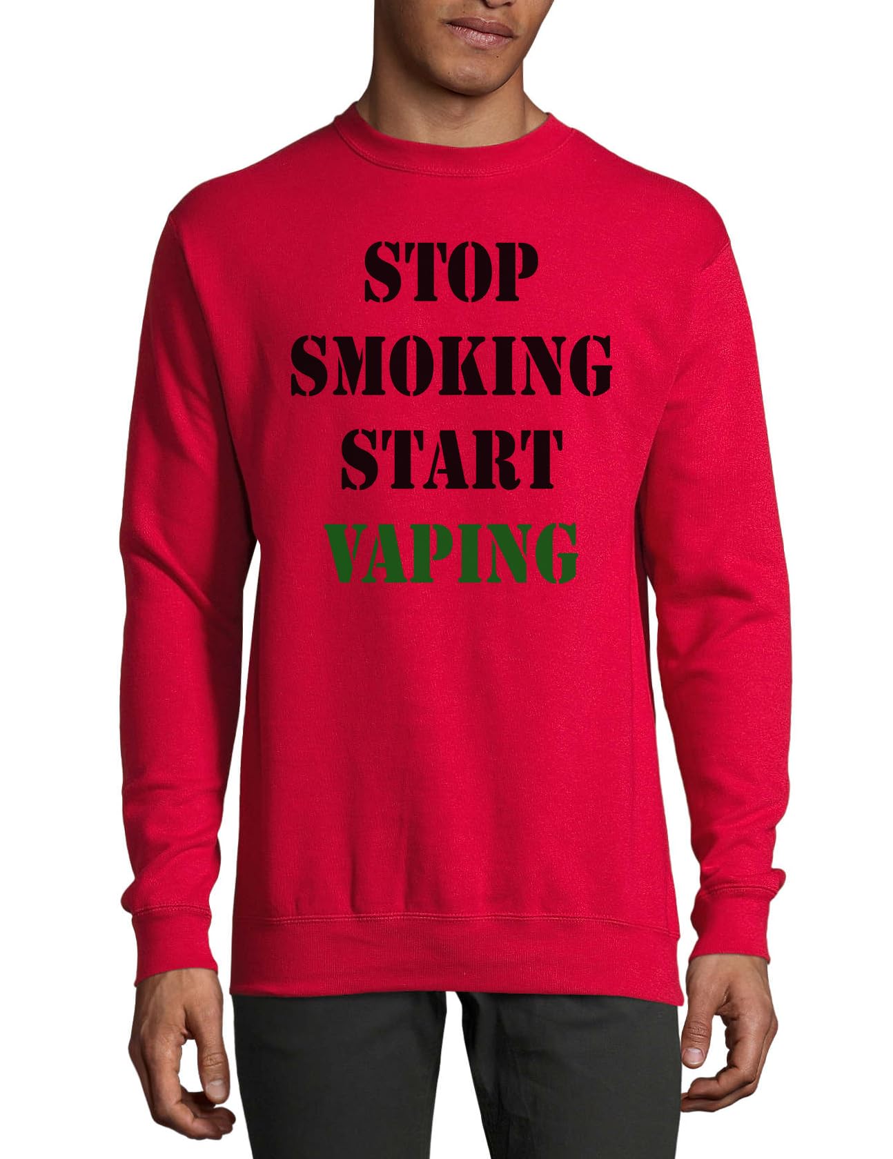 Pull coton rouge Stop Smoking Start Vaping vêtement de vape confortable - 3
