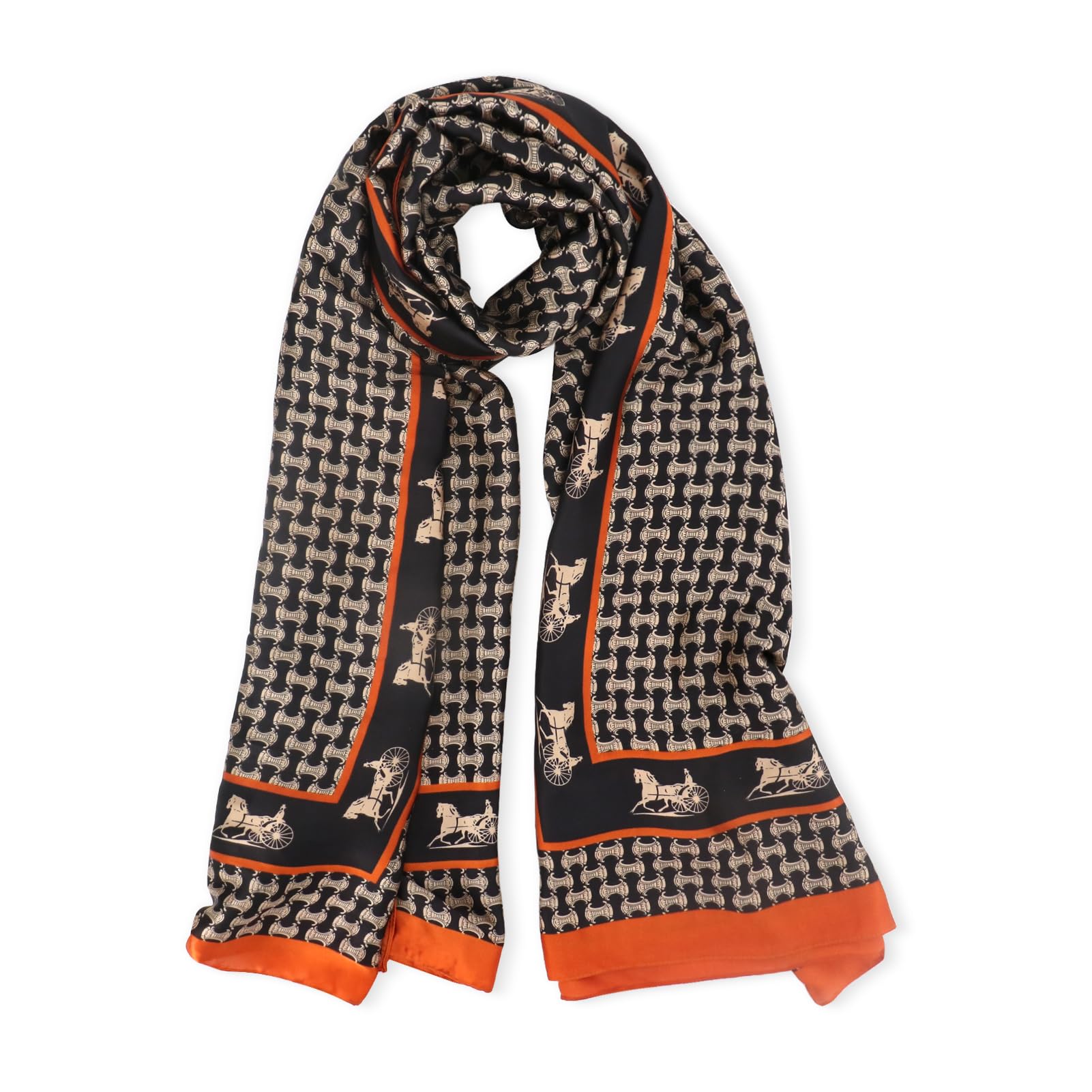 vimate 100% Large Silk Feeling Scarf-Women's Fashion Long Mulberry Silk Satin Neck Scarf Sunscreen Shawl Wrap Headscarf