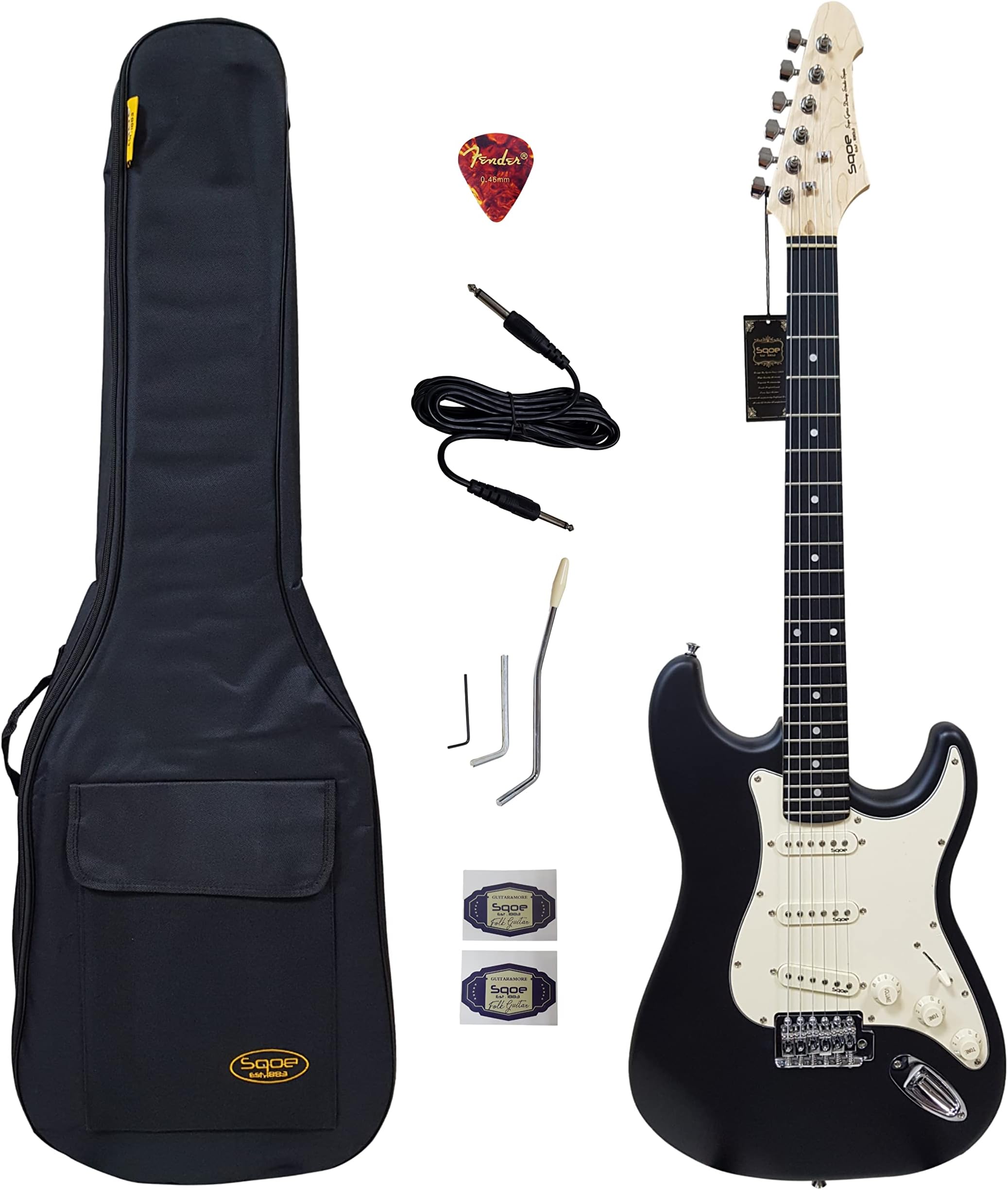 Electric Guitar Stratocaster - Matte Finish Spain Brand Full Size with Accessories (Matte Black)