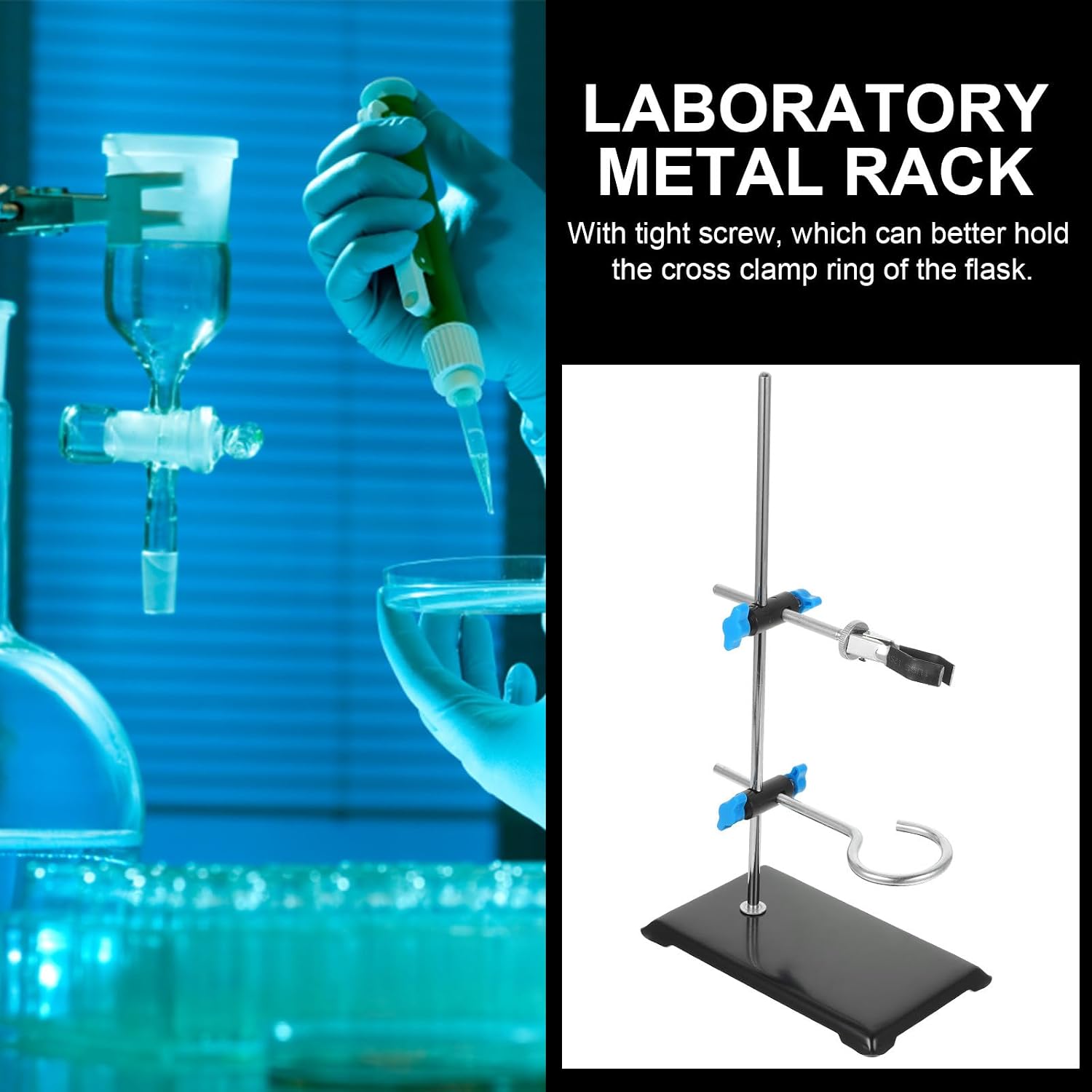 CHILDWEET Portable Miniature Laboratory Iron Retort Stand 30cm Metal Support Rack with Cross Fixing Accessories for Chemistry Lab Experiments Style