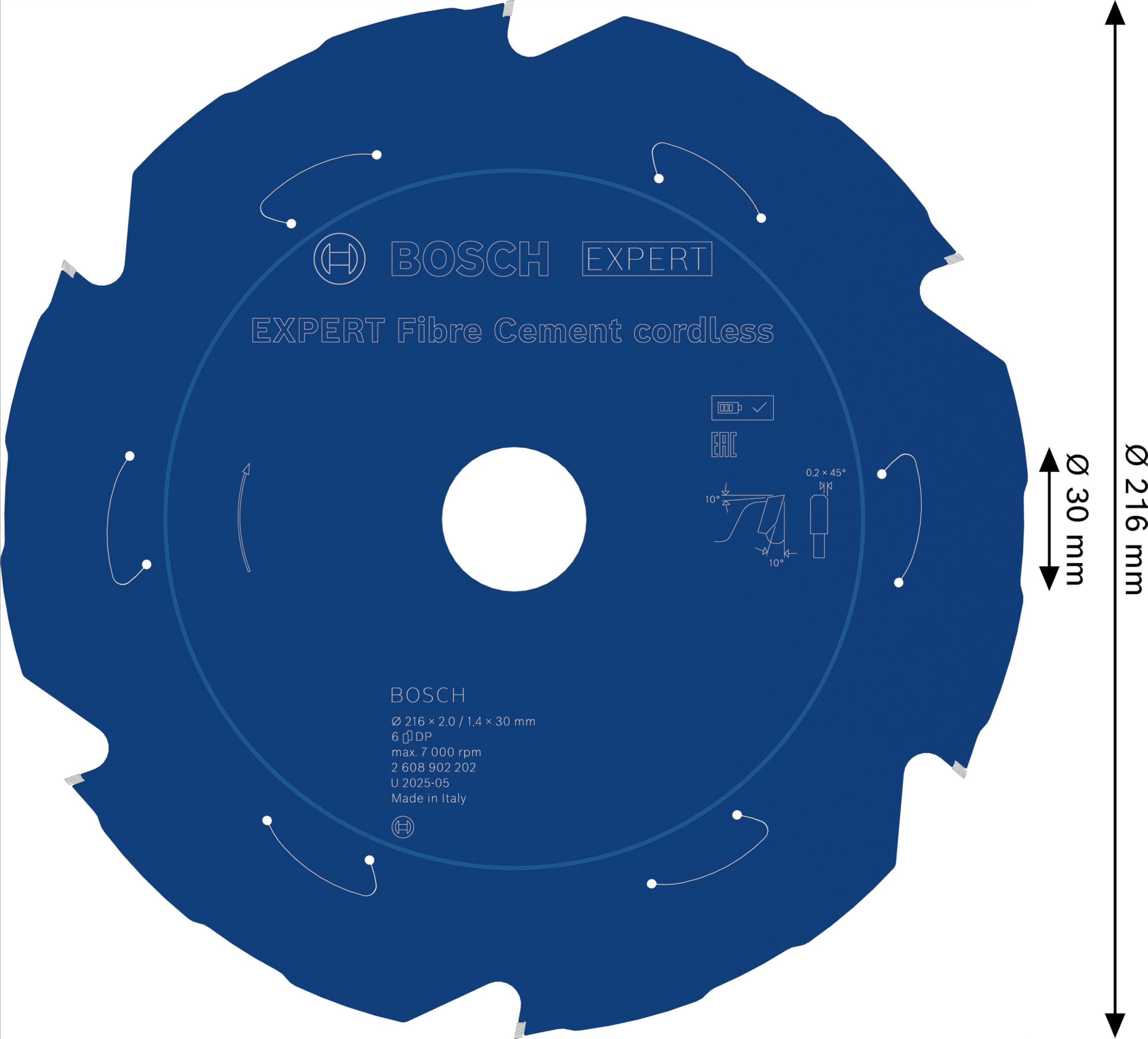Bosch 1x EXPERT Fibre Cement Cordless lama per sega circolare per troncatrice (per Pannelli in fibrocemento, Ø mm, Professional Accessorio Troncatrice circolare a batteria)