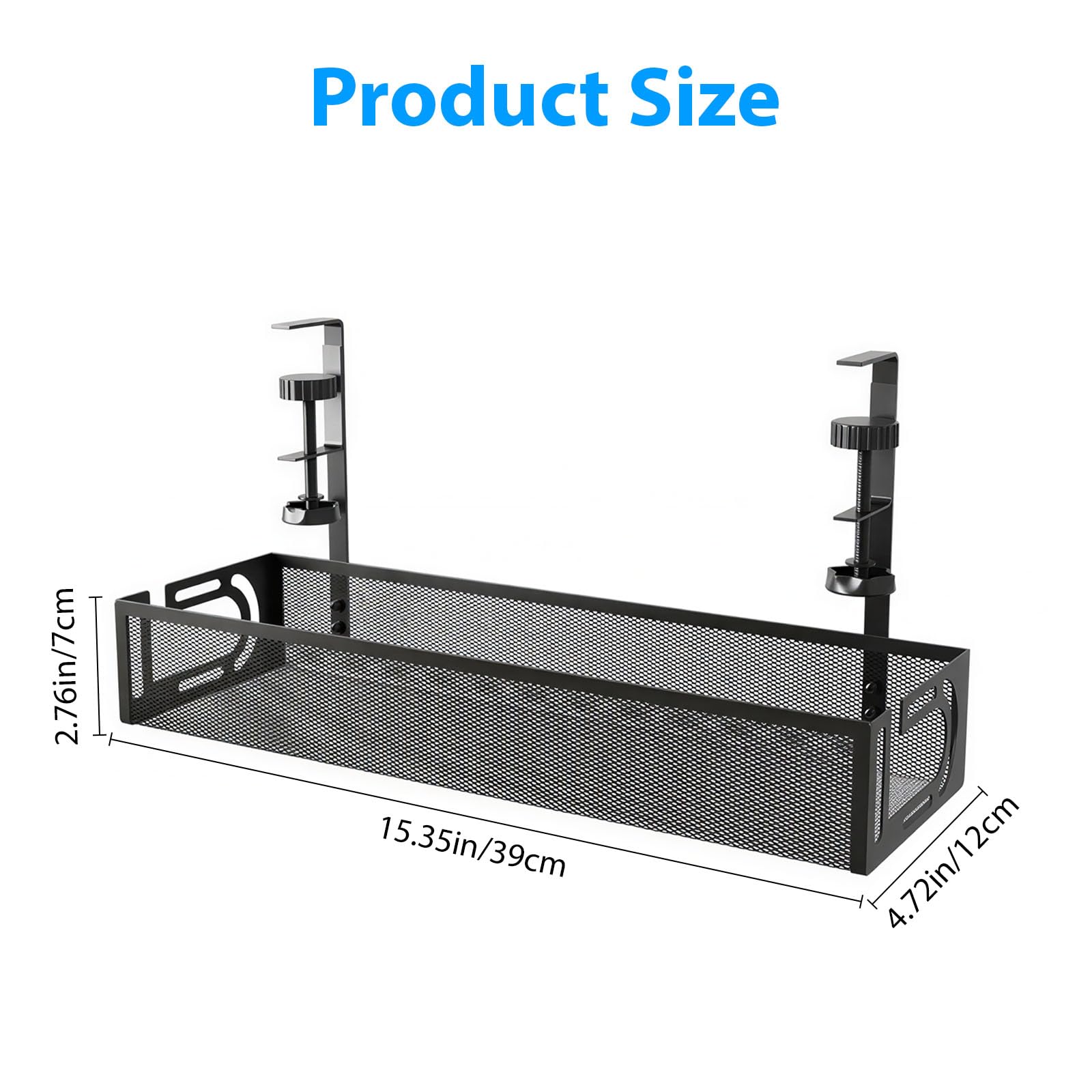 Bandeja Organizador de Cables para Escritorio, sin Taladro, con Abrazadera, Bandeja Metálica Gestión Cables, no Daña la Mesa, Organizador de Cable para Hogar y Oficina