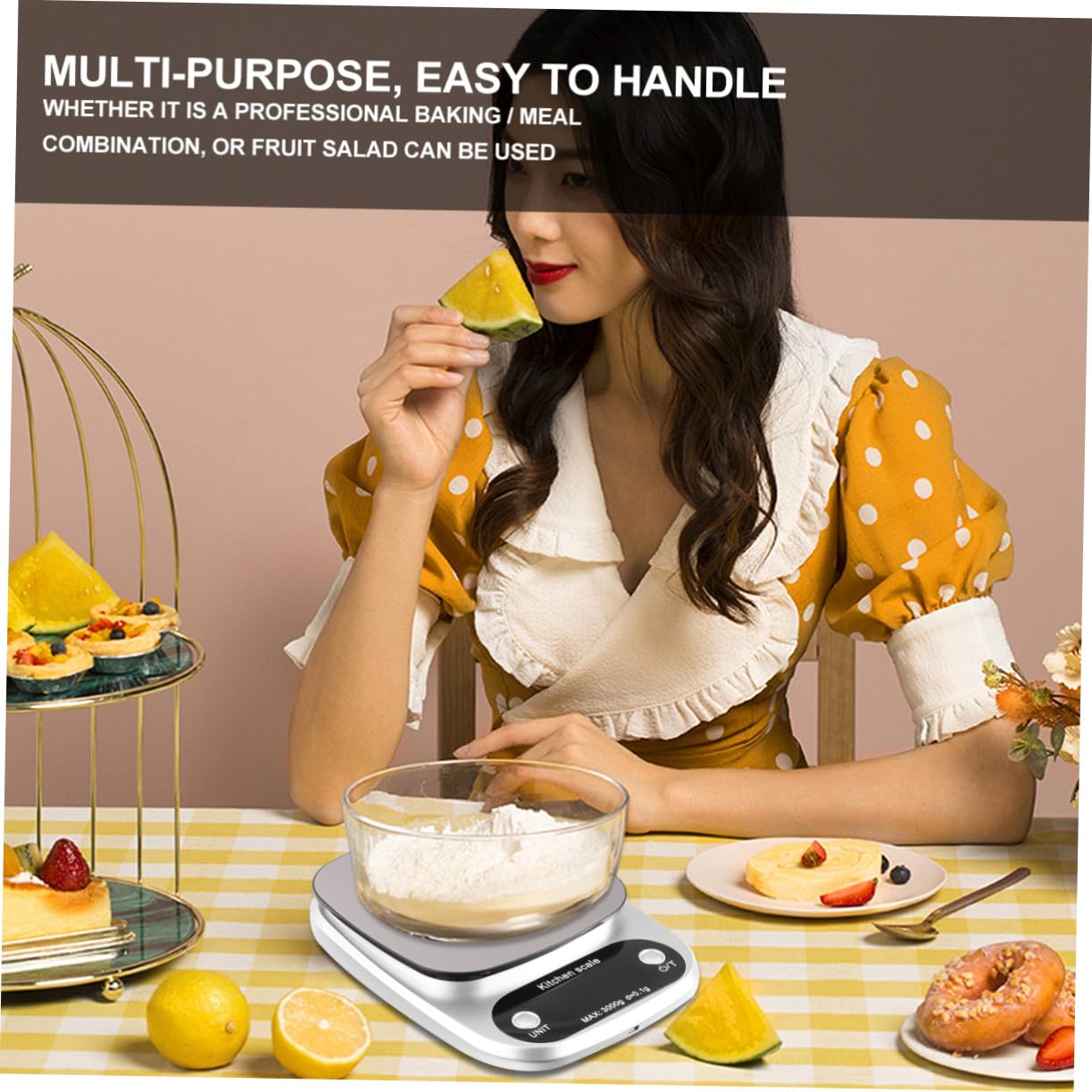 Báscula de Cocina Digital Recargable con Pantalla LCD de Acero Inoxidable para Pesar Alimentos con Alta Precisión y Sensores Sensibles
