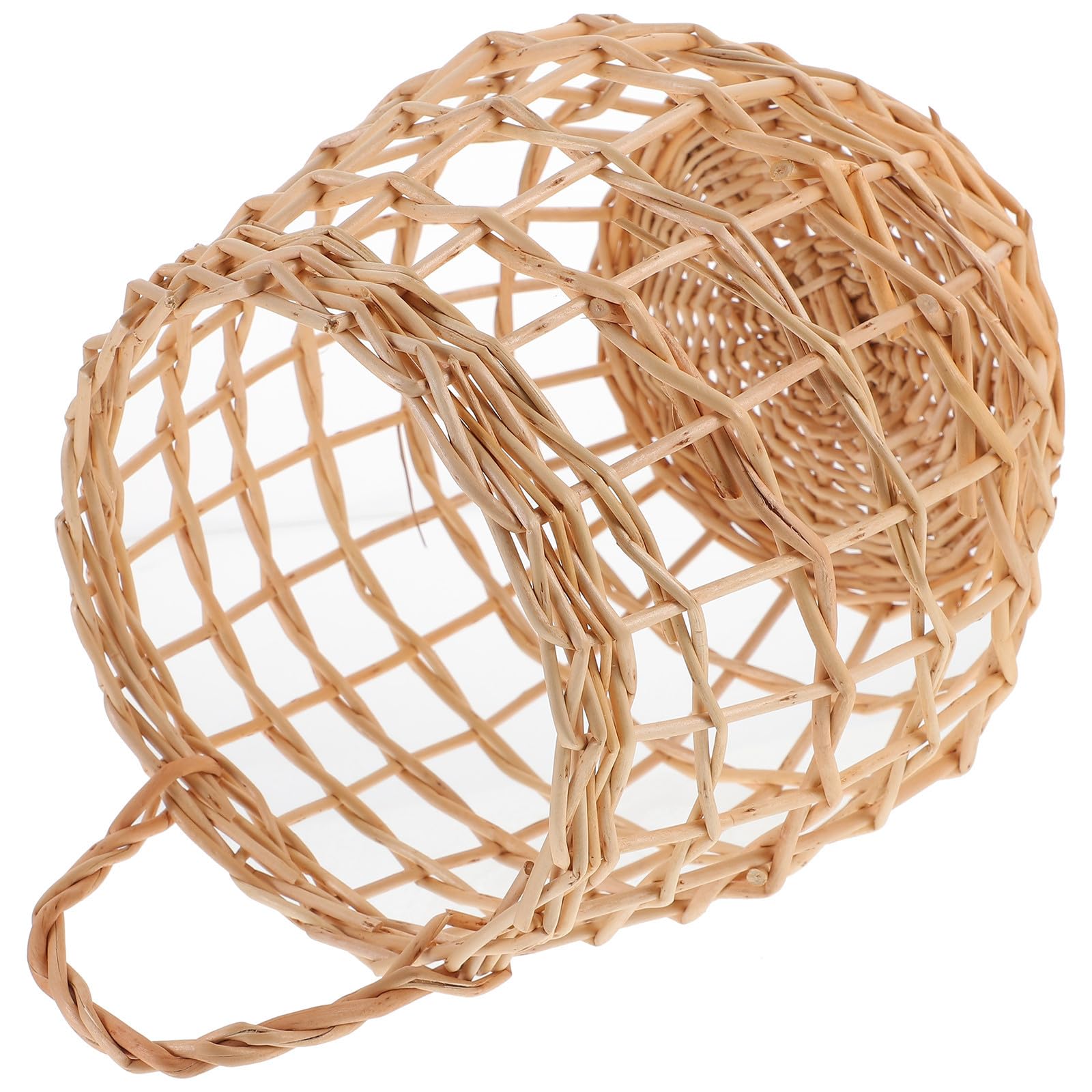 Cesta tejida de ratán artesanal para ajo y huevos con diseño colgante para ahorrar espacio