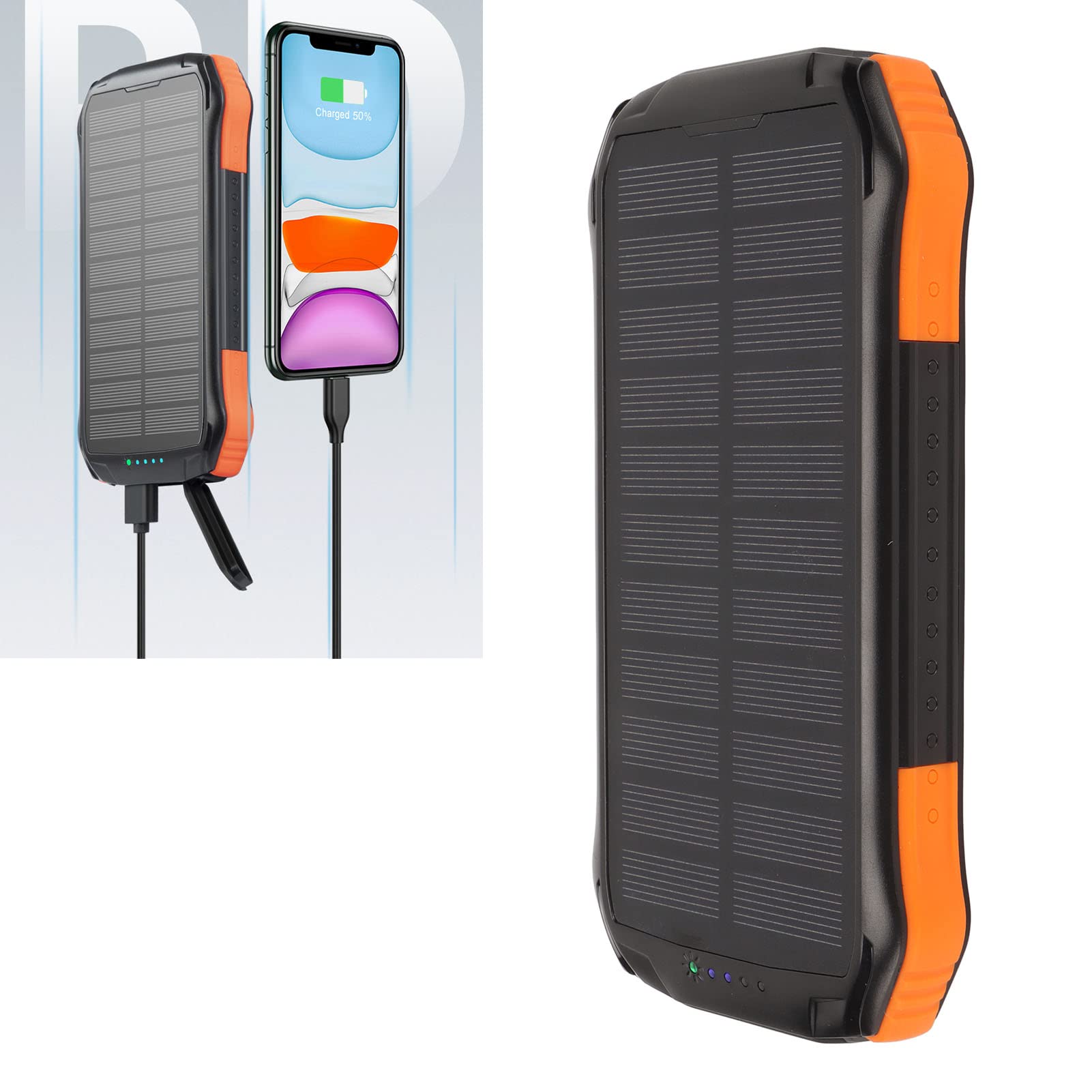 Tyenaza Solar Generator, Solar Power Bank QC3.0 PD18W Szybkie ładowanie 16000 mAh IP66 Waterproofs USB C Bank Power Bank