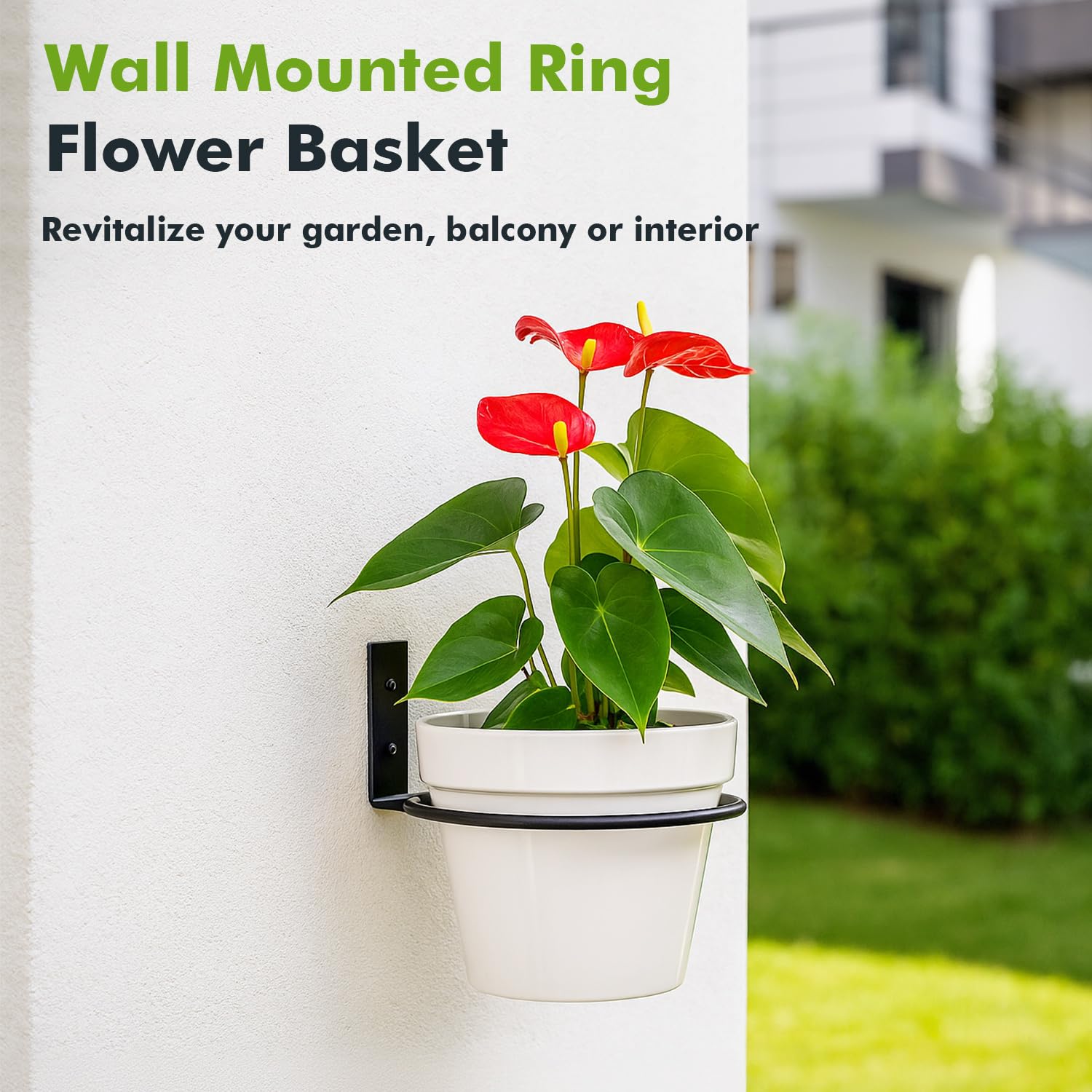 Blumentopfhalter, 20,3 cm, Wandhalterung, Metall, Pflanzenaufhänger, für Innen- und Außenbereich, für Terrasse, Garten, Haus, Mattschwarz, 12 Stück