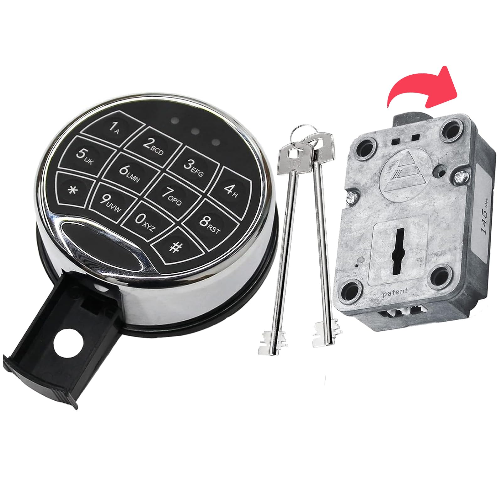 Digital Electronic Keypad Lock for Right Swing Bolt Safes, Gun Safe Lock Replacement, Time Delay Safe Lock Including 2 Emergency Keys for Locksmiths