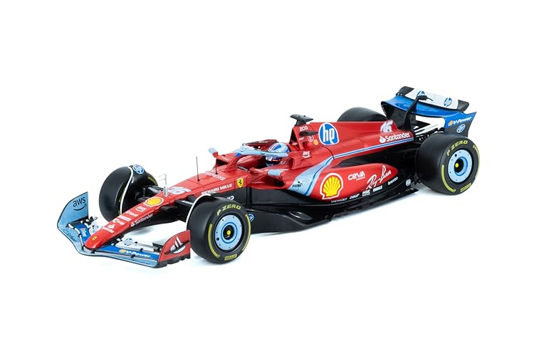 Bburago - Ferrari SF24 F1 Miami 2024#Leclerc with Helmet - 1/18 Metal Model Model - Official Ferrari Formula 1 Season 2024 - Very realistic details - Ferrari Collector's Edition
