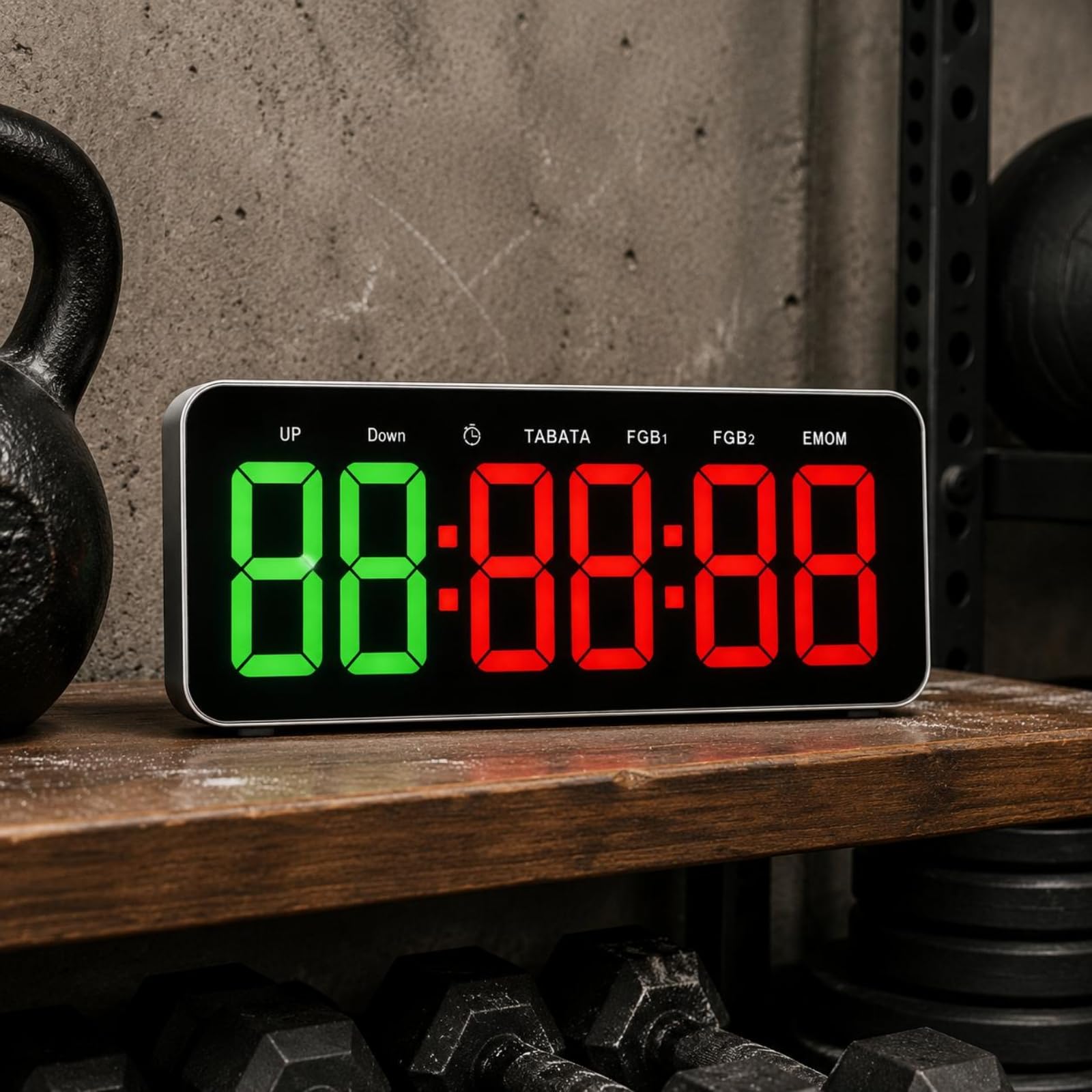 Minuterie LED Numérique Grands Chiffres Horloge Numérique Fitness Multifonction Chronomètre D'exercice pour Entraînement, Bleu, Rouge, 2 Bleu + 4 Rouge