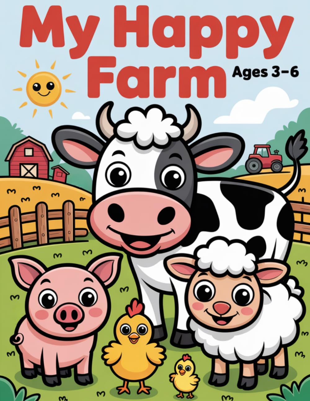 My Happy Farm Coloring Book for Kids: Cute Farm Animals, Tractors, and Simple Fun Pages for Ages 3–6