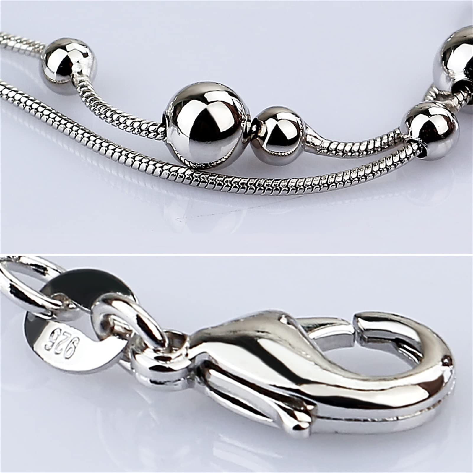 LNNSHX Moda Semplice Argento Sterling 925 cavigliere da Donna bracciali Argento Massiccio Doppie Catene di Perline Sandali da Spiaggia a Piedi Nudi Braccialetti Gioielli