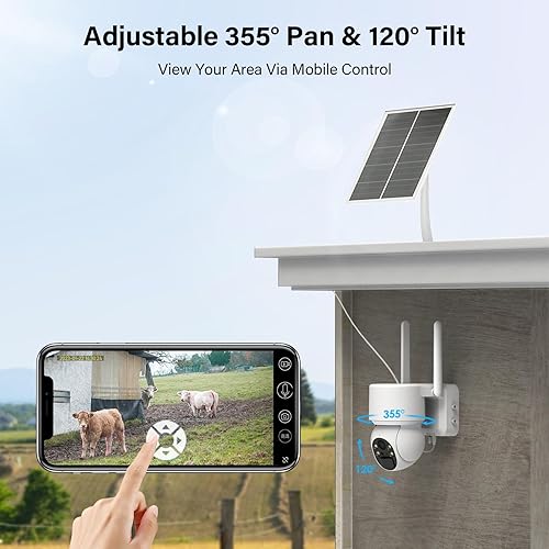 Miniatura 3 de SEHMUA Cámara de seguridad celular 4G LTE al aire libre con tarjeta SIM, panorámica inclinación 360 View 2K sin WiFi cámara de seguridad alimentada