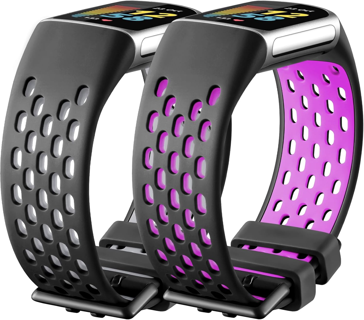 Maledan Sport Band Compatible for Fitbit Charge 5/Charge 6 Bands Women Men, Soft and Breathable Wrist Band Replacement Bracelet for Fitbit Charge 5/Charge 6 Bands Advanced Fitness Tracker Accessories