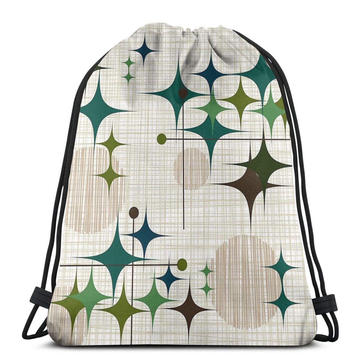 NA Shoulder Drawstring Bag Eames Era Starbursts And Globes 1 (bkgrnd) Backpack Sport Bag String Bags School Rucksack Gym Travel Pouch Lightweight