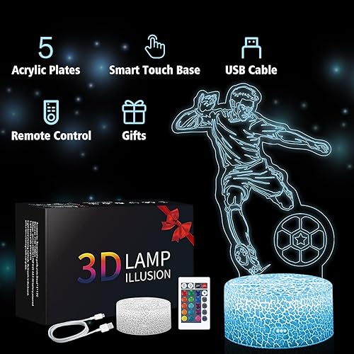 Miniatura 5 de 5 piezas de regalo de béisbol para niños, juego de luz nocturna de béisbol 5 en 1, lámpara de béisbol 3D con control remoto, 16 colores cambiantes,