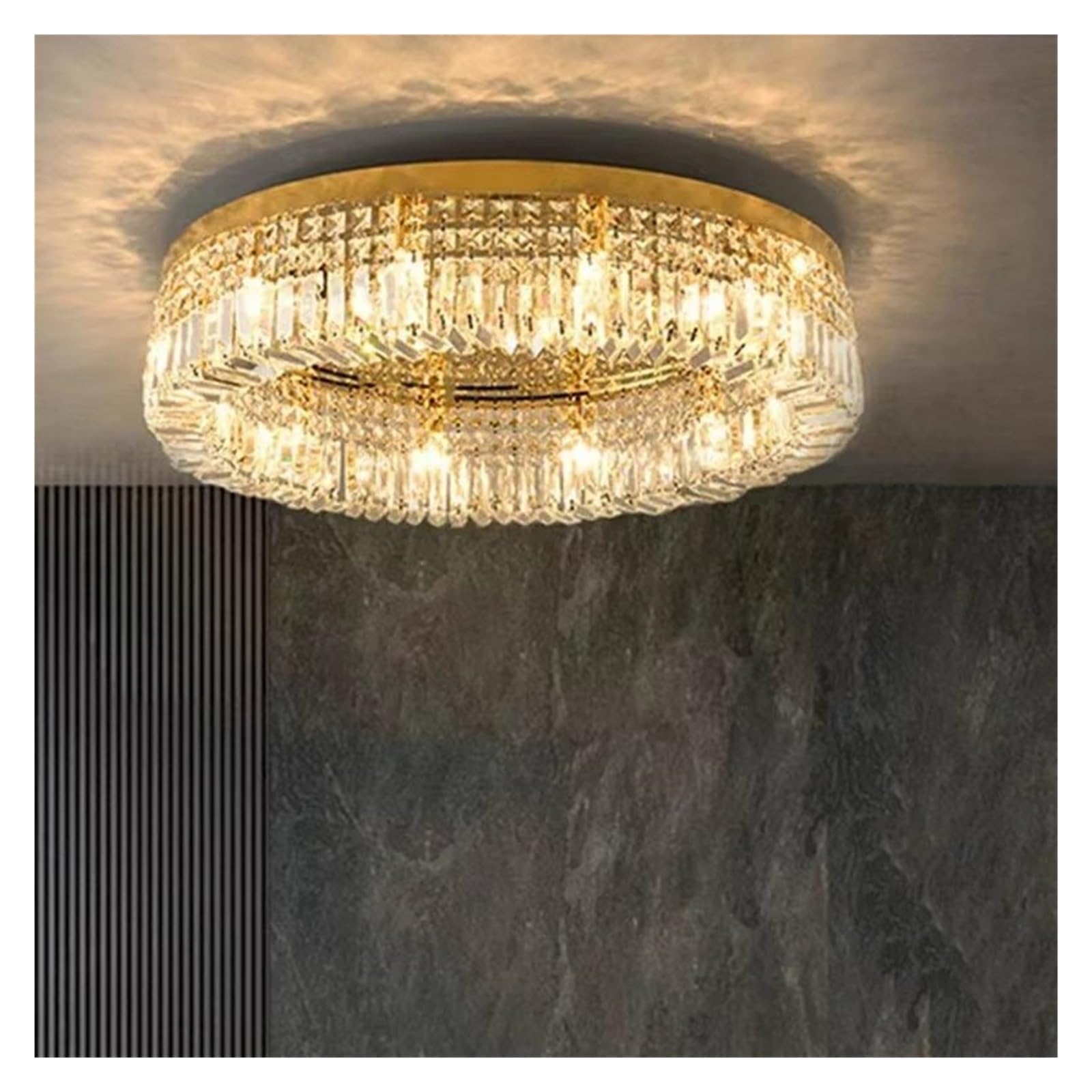 KLXSIVU Modern Gold LED Crystal Chandelier | Luxury Pendant Light for Living Room, Bedroom, Hotel & Hall Elegant Indoor Decor Lighting Fixture
