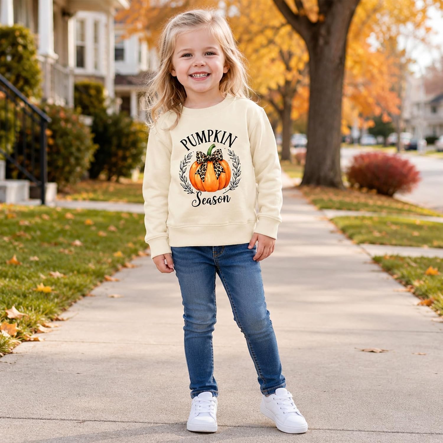 Girls Thanksgiving Sweatshirts Fall Turkey Pumpkin Long Sleeve Tops 4-12Y