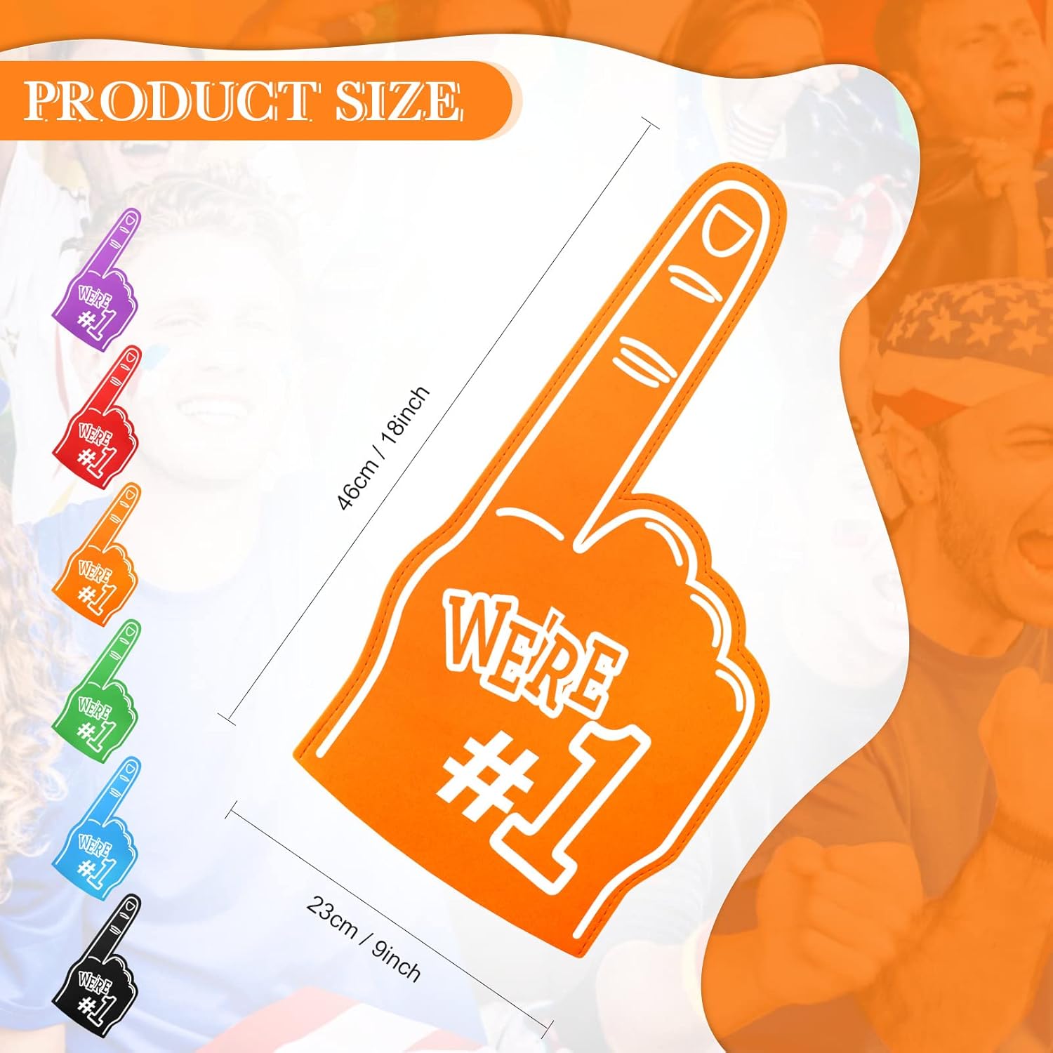 Wettarn 12 Pcs Giant Foam Finger 18 Inch We're Number 1 Universal Foam Hand Bulk for School Items Sports Events Football Games Cheerleading Equipment