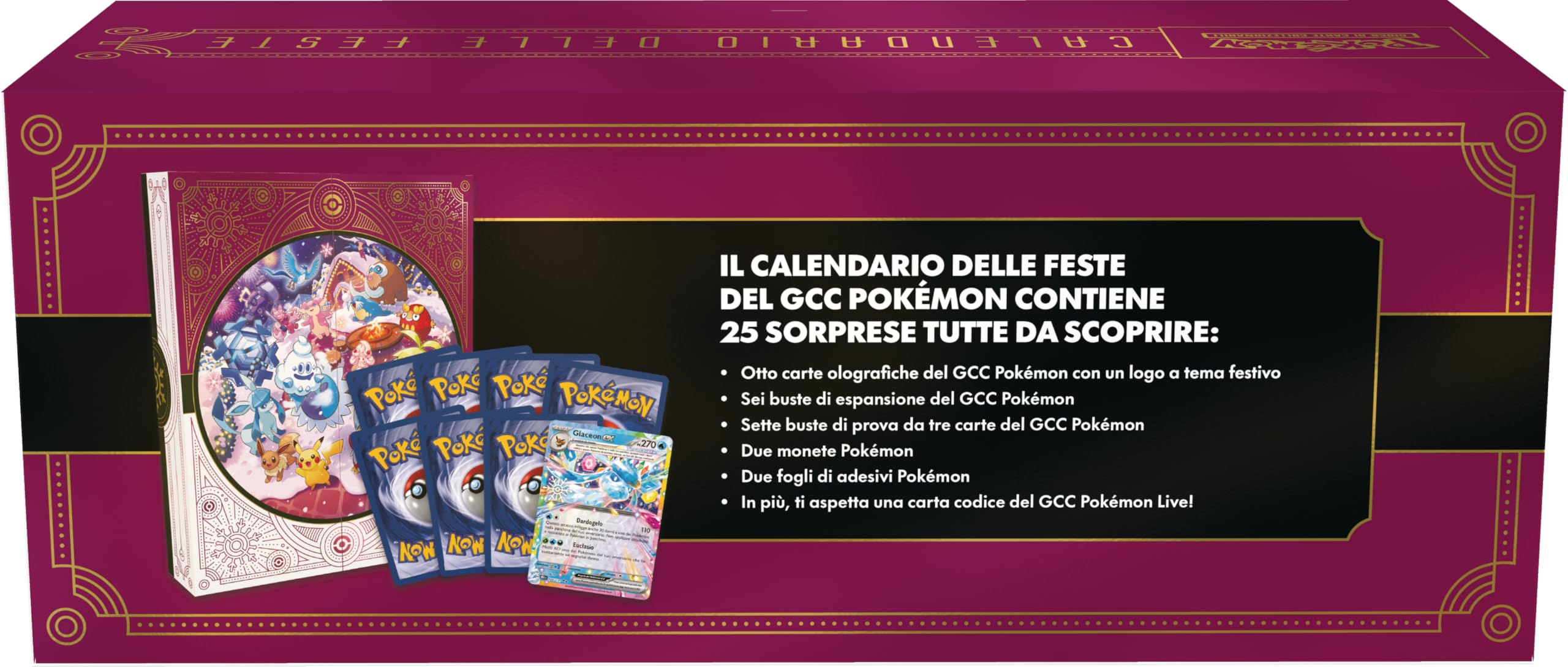 Pokémon: calendario delle feste del GCC Pokémon (otto carte olografiche, sei buste di espansione, sette buste di prova e tanto altro)