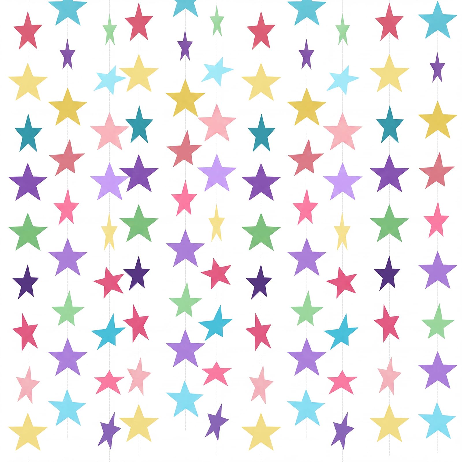 Patelai Macaron Color Glitter Star Garland Banner 2026 New Years Decor 130 Feet Rainbow Candy Themed Star Hanging Banner Twinkle Backdrop for Baby Shower Easter Birthday Classroom Party Supplies