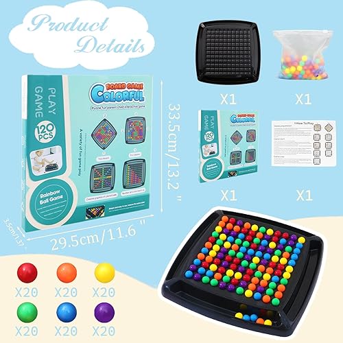 Miniatura 2 de Juego de mesa de ajedrez intelectual de canicas de 120 piezas, doble estrategia, canicas de colores, divertido juego de mesa de ajedrez de