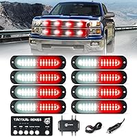 Vista 19 de Xprite Kit de luces estroboscópicas LED ámbar para montaje en superficie, parrilla de parrilla lateral, luz intermitente de advertencia