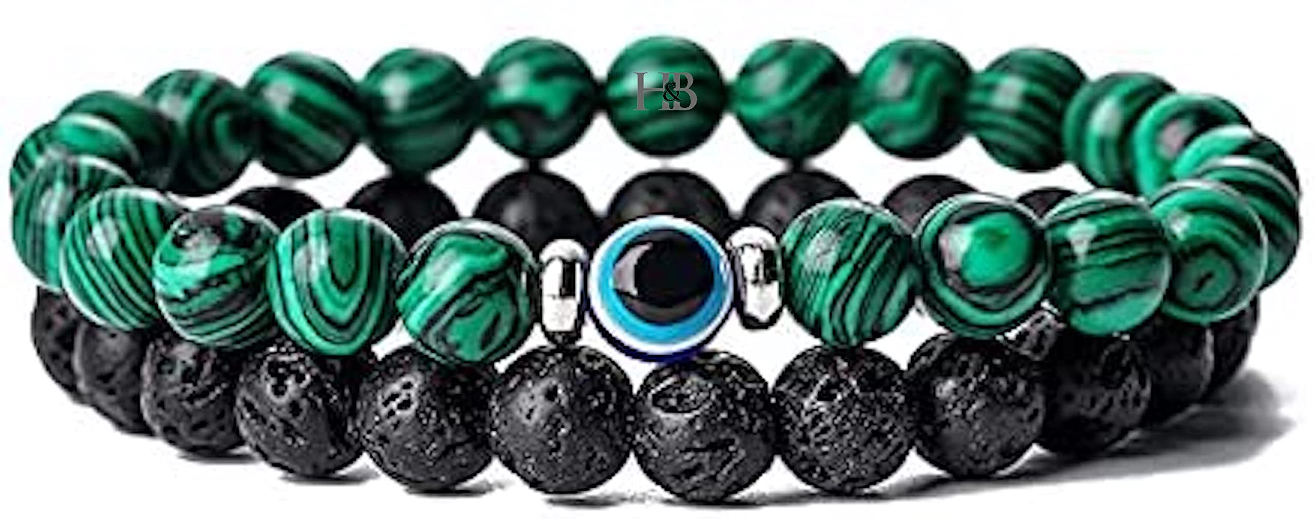 Hot And Bold Evil Eye/Nazar-Iya Natural Malachite & Lava Rock Triple Protection Gemstones Crystal Beads Combo Bracelets. For Unisex Adult (B07C98B859) Amazon Price History, Amazon Price Tracker