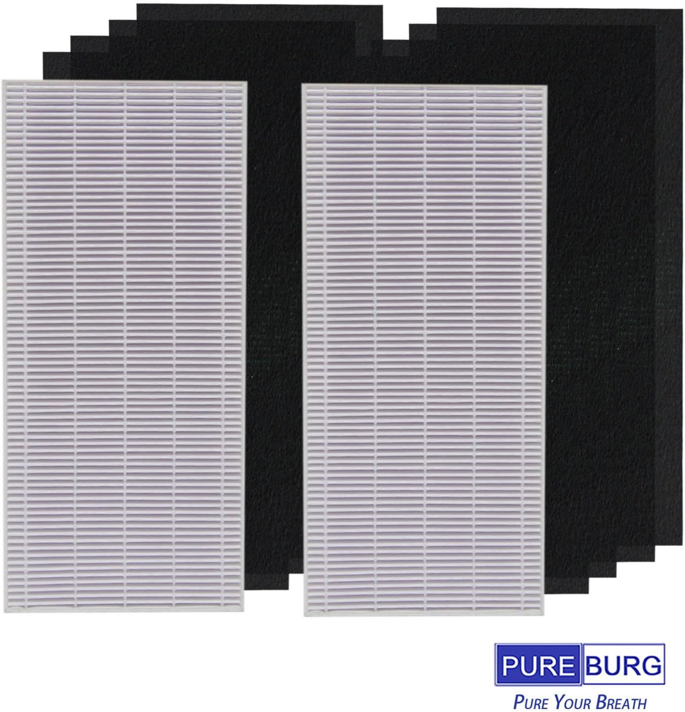 PUREBURG YY200 Replacement Filter Compatible with Lasko LP200 Air Purifier,2-Pack H13 HEPA + 8 x Activated Carbon Pre-Filters Air Clean Dust VOCs Odor