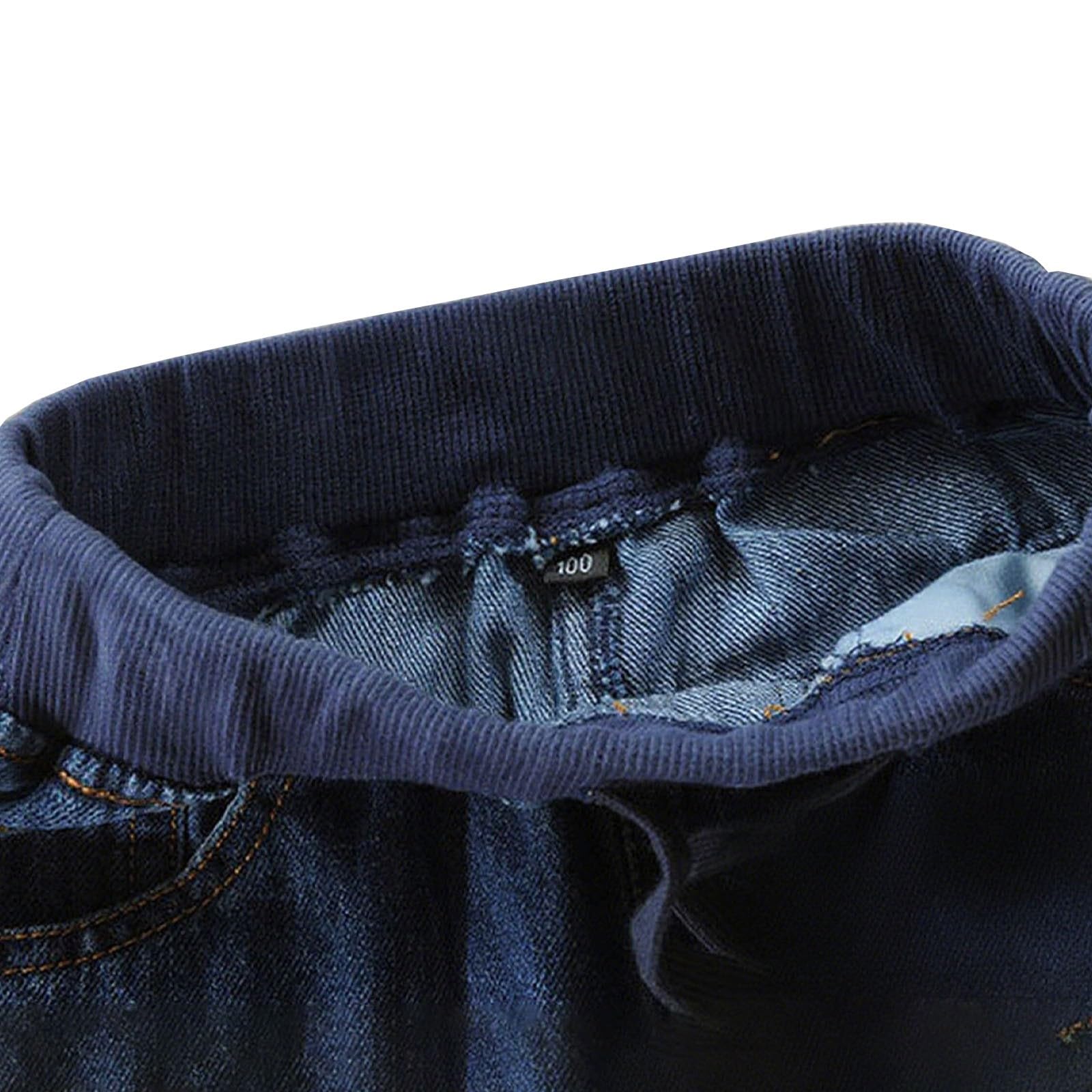 Genérico Pantalones Chandal Niño Pantalones Vaqueros Rectos Lavados de Cintura Media con Elástico para Niño Pequeño y