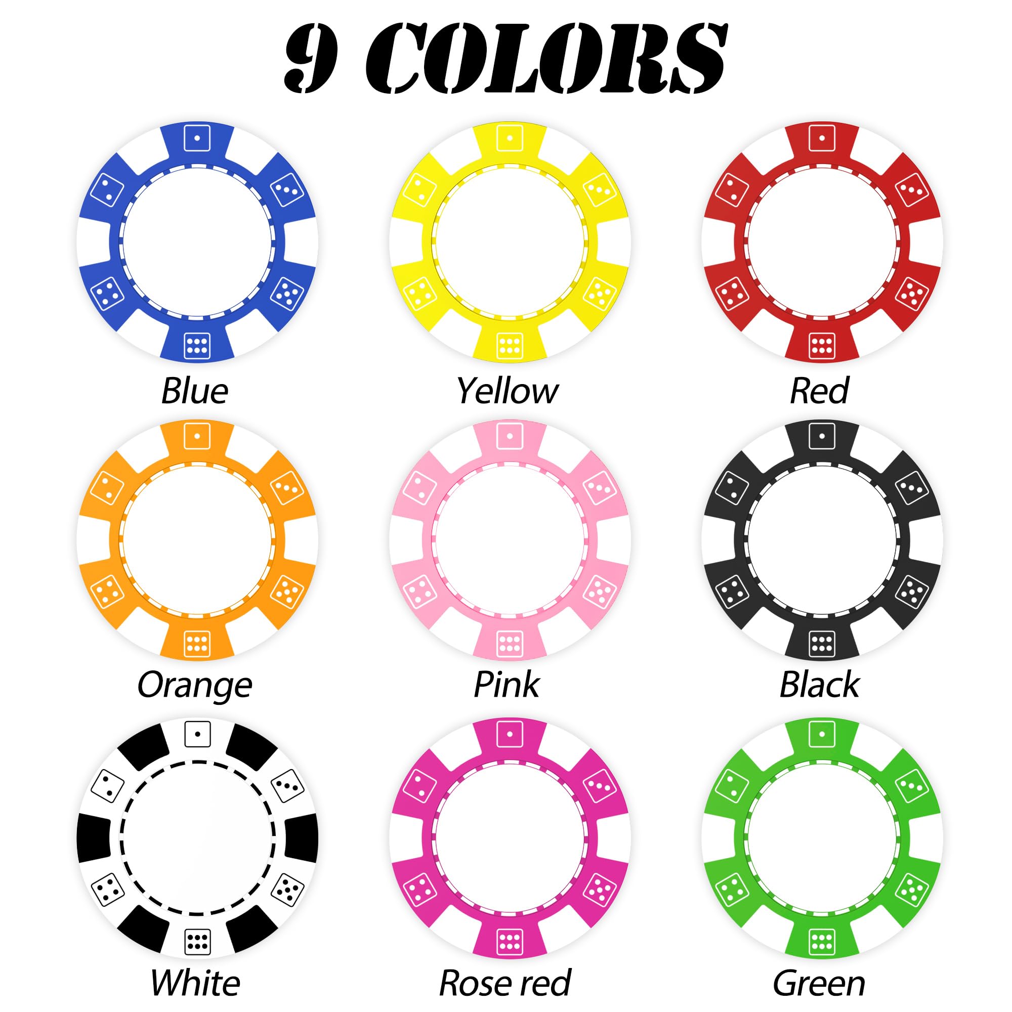 Lot de 100 jetons de poker personnalisés imprimés avec logo personnalisé, image ou texte, impression couleur double face pour bars, fêtes, jeux de poker, soirée casino