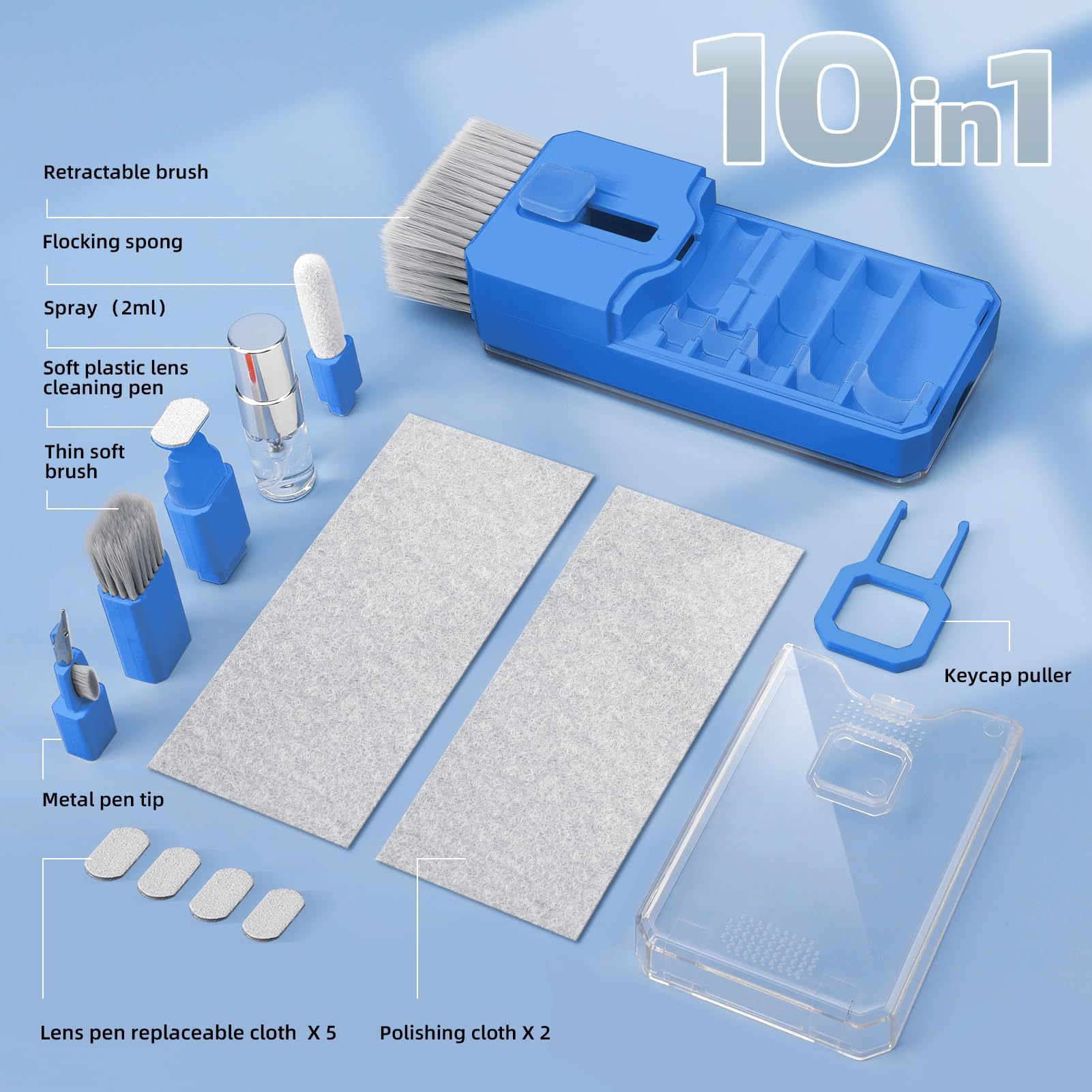 Keyboard Cleaning Kit Laptop Cleaner, All-in-1 Computer Screen Cleaning Brush Tool, Multi-Function PC Accessories Electronic Cleaner Kit Spray for iPhone iPad Macbook Earbud Camera Monitor with Patent: SkyBlue