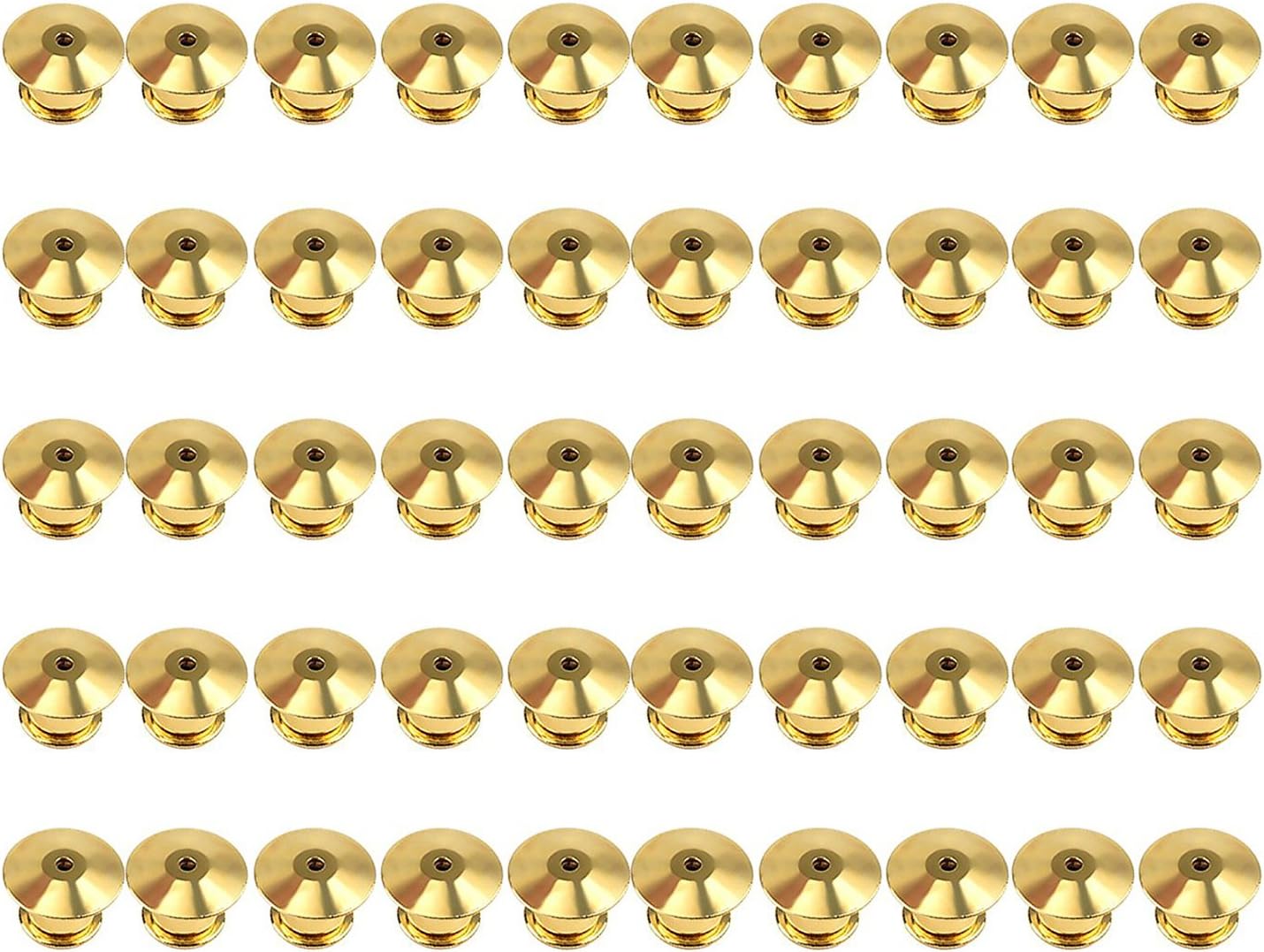 DYWISHKEY 50 Pieces Metal Pin Keepers Backs, Locking Pin Keepers Backs (No Tool Required) (Gold)