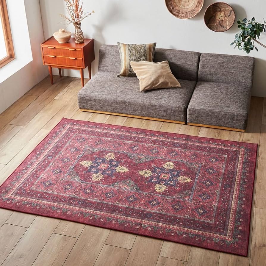 【ももん3】大判/ベージュとグレージュのヴィンテージラグ　　No.589 ももん3】大判/ベージュとグレージュのヴィンテージラグ No.589