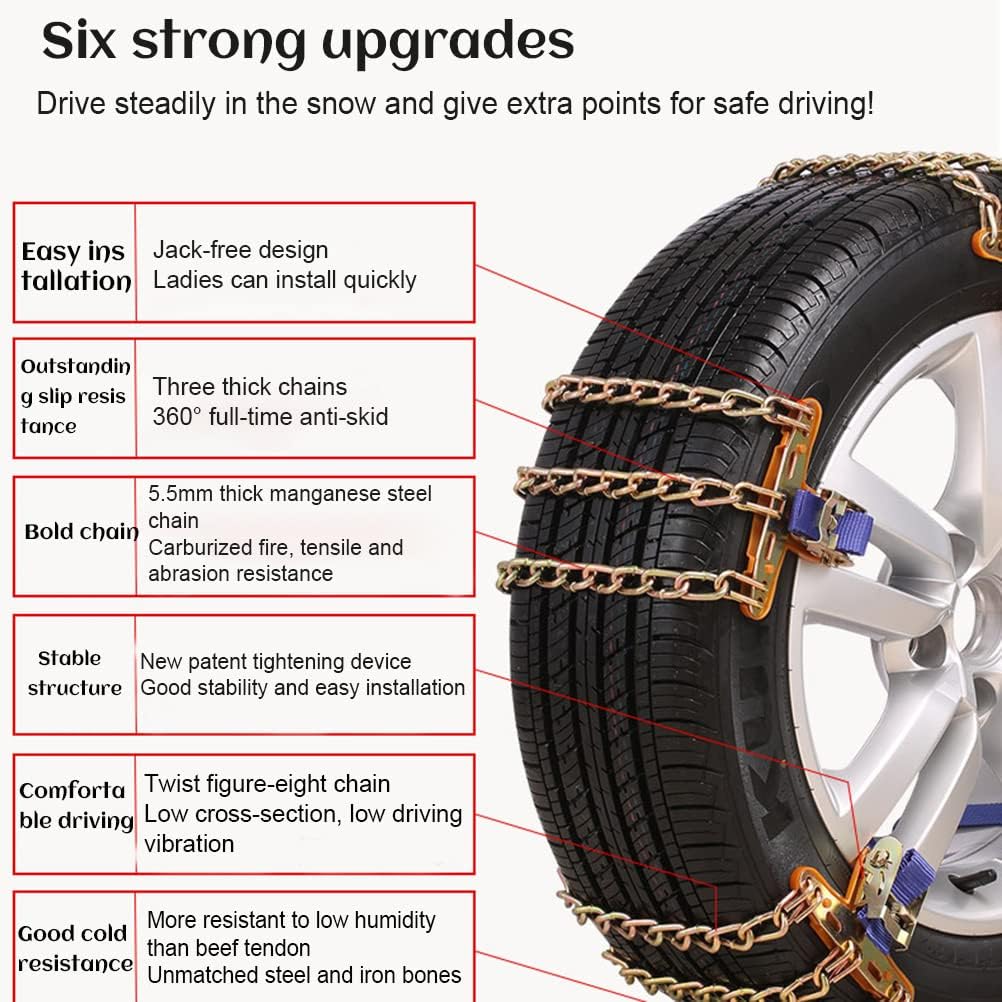 Cadenas de Nieve Cadenas de Neumáticos Antideslizantes para Automóviles SUV Camiones (M)