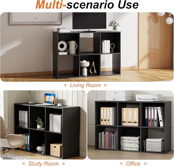 Sweetcrispy 6 Cube Storage Organizer, Stackable Modular Bookcase Shelf