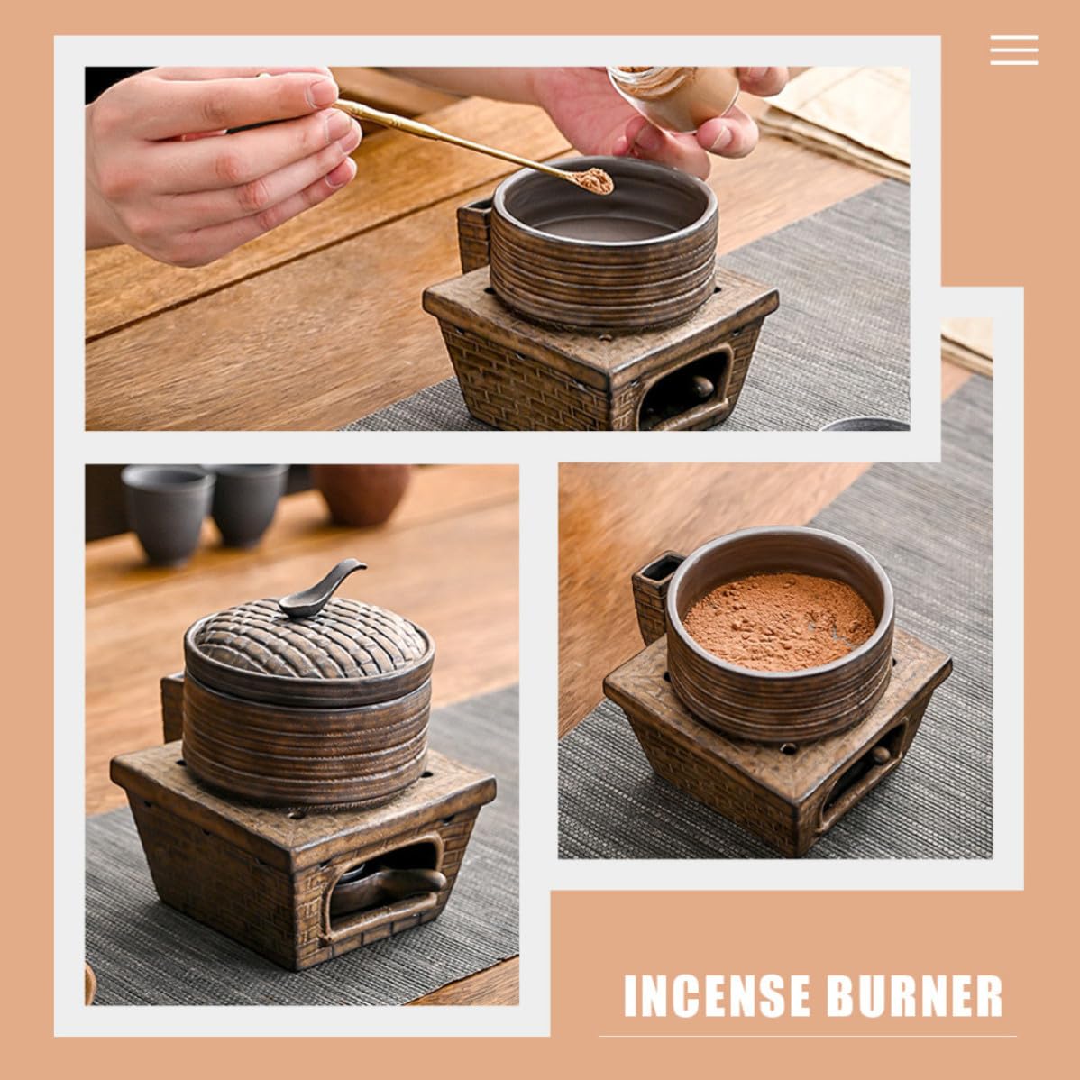 Bruciatore in D'epoca Portatile, da Tavolo Decorativa per Aromaterapia, Adatto per Studio, Sala Yoga e Meditazione, Retrò