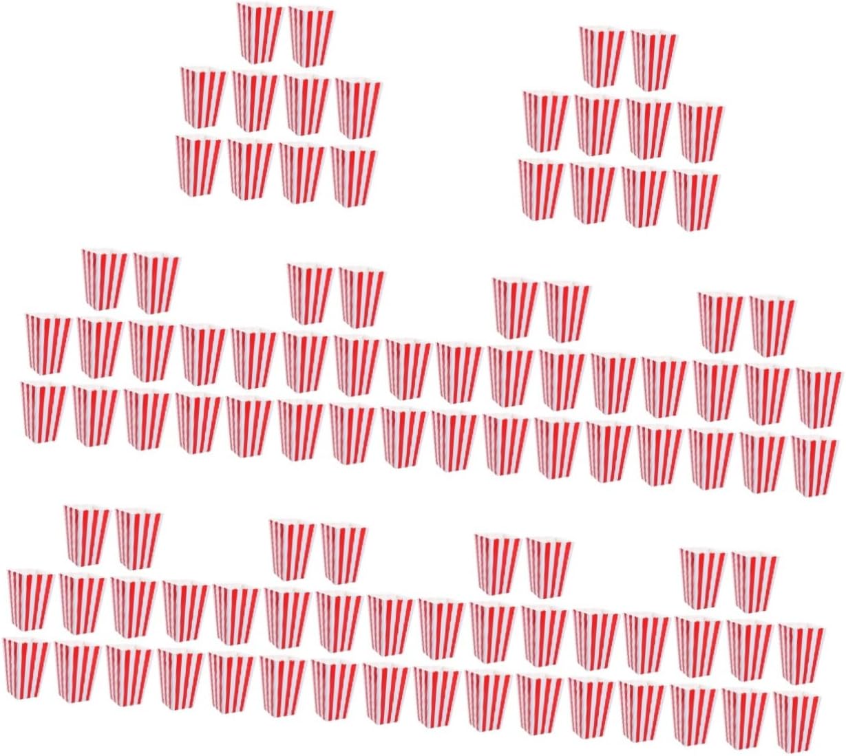 ABOOFAN 100pcs Striped Popcorn Boxes for Parties Treat Holders for Showers Movie and Festivals Occasions