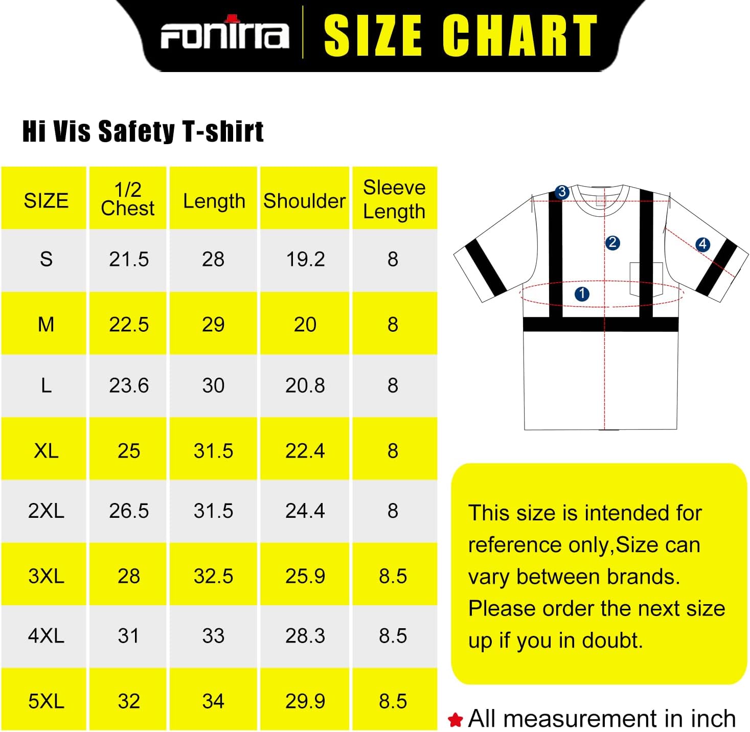 FONIRRA Safety Reflective High Visibility Shirt for Men ANSI Class 3 Hi Vis Construction Work Shirts with Short Sleeve(Black,3XL) - Image 7