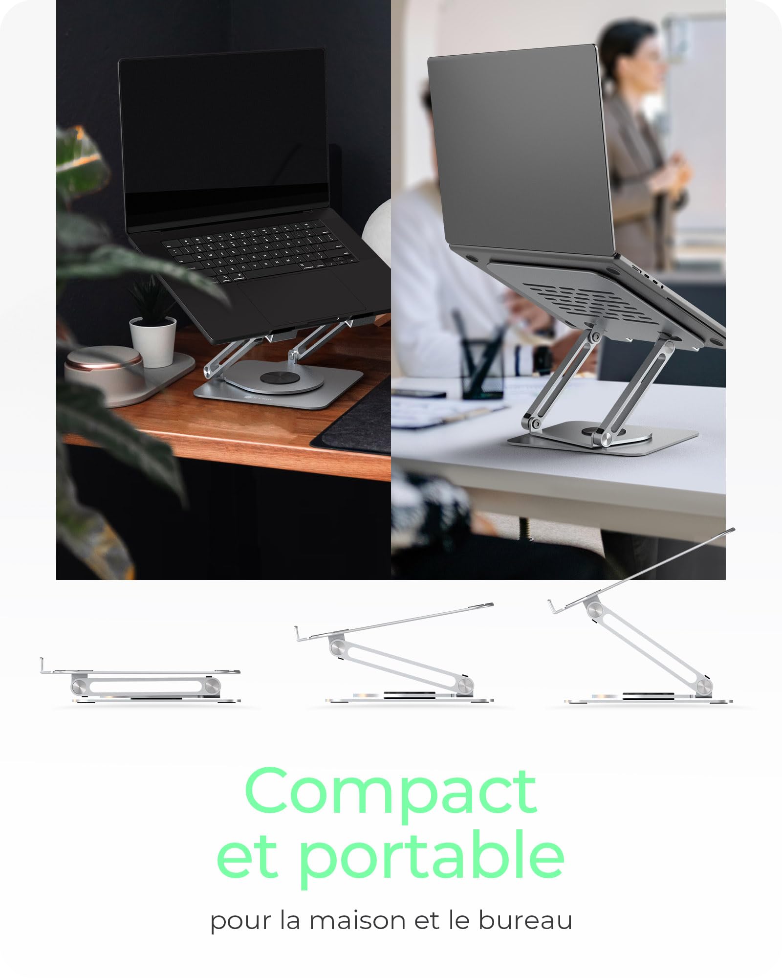 ICY BOX , Supporto per computer portatile in alluminio, altezza regolabile, rotazione a 360°, raffreddamento passivo, per PC fino a 17 pollici, IB-NH300-R