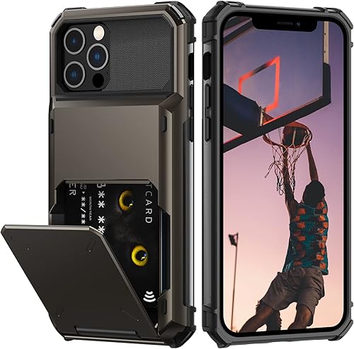 Nvollnoe Funda para iPhone 1212 Pro con tarjetero almacena 5 tarjetas Funda de doble capa resistente a prueba de golpes para iPhone 12 con ranura