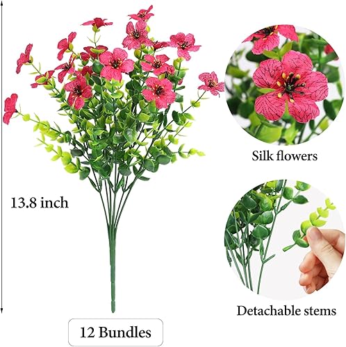 Miniatura 10 de 12 paquetes de flores artificiales de otoño al aire libre, resistentes a los rayos UV, flores falsas para mamás, decoración de plantas de plástico